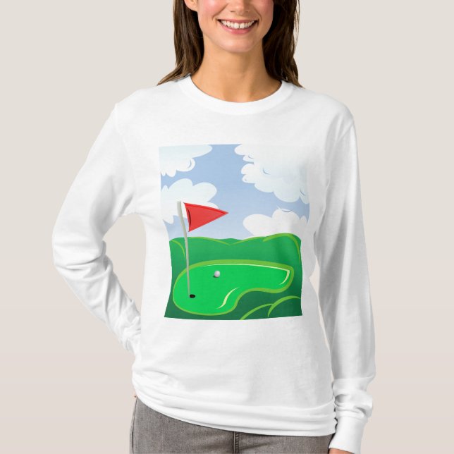 Camiseta Bola de Golfe no Tee com Taco de Saída (Frente)