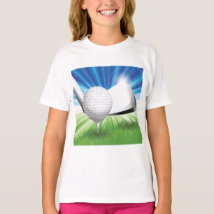 Camiseta Bola de Golfe no Tee com Taco Driver