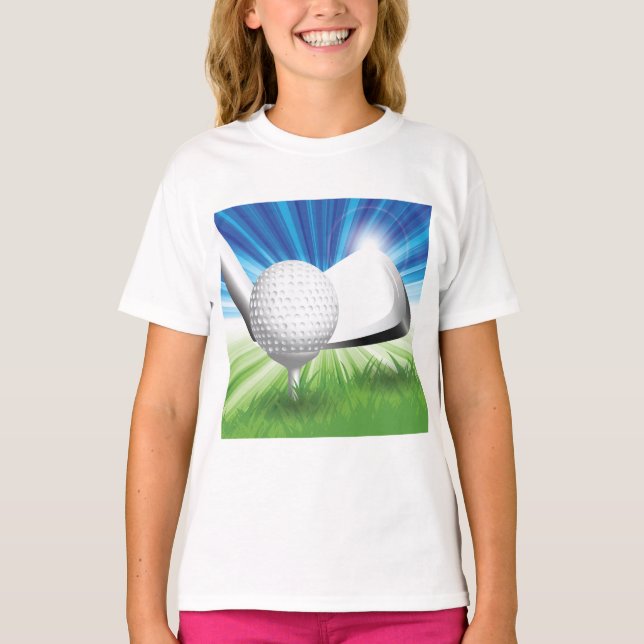 Camiseta Bola de Golfe no Tee com Taco Driver (Frente)
