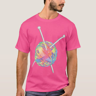 Camiseta Bola De Lã Com Agulhas De Tricô Arco-Íris