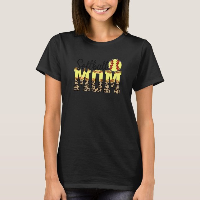 Camiseta Bola de Mama de Softball Mãe Letra Cuta da Mãe (Frente)