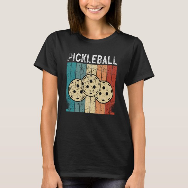 Camiseta Bola de Pickleball Retro Vintage de 1970 (Frente)