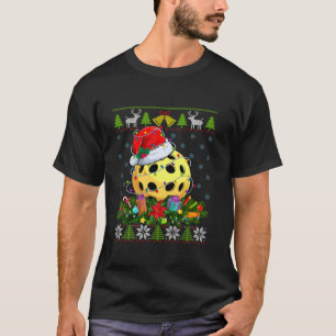 Camiseta Bola de Picleball Papai Noel Natal Luz Feia