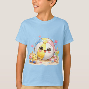 Camiseta Bola de Praia Fofa - Arte Feliz de Dia de Praia de