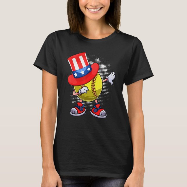 Camiseta Bola de Softball e Tio Sam Hat Americano 4º (Frente)