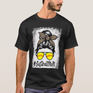 Camiseta Bola De Softball Mãe Vida Com Leopardo E Mensagem
