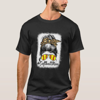 Camiseta Bola De Softball Mãe Vida Com Leopardo E Mensagem