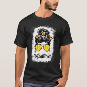 Camiseta Bola De Softball Mãe Vida Com Leopardo E Mensagem
