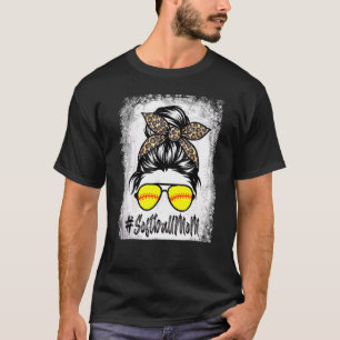 Camiseta Bola De Softball Mãe Vida Com Leopardo E Mensagem