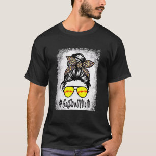 Camiseta Bola De Softball Mãe Vida Com Leopardo E Mensagem