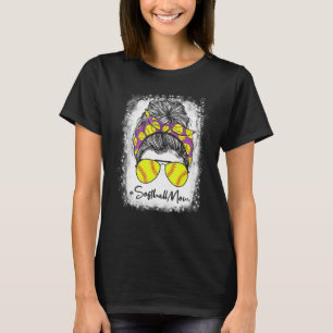 Camiseta Bola De Softball Mãe Vida Com Leopardo E Mensagem
