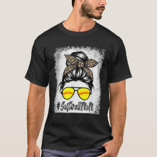 Camiseta Bola De Softball Mãe Vida Com Leopardo E Mensagem