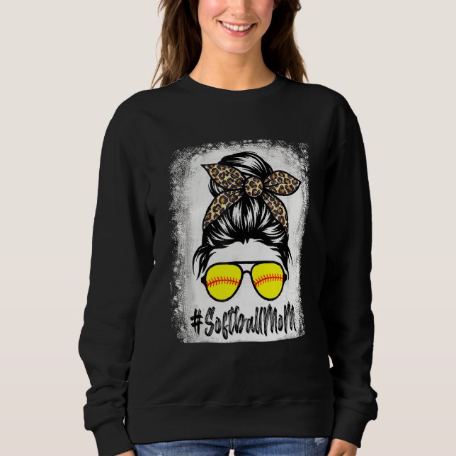 Camiseta Bola De Softball Mãe Vida Com Leopardo E Mensagem (Frente)