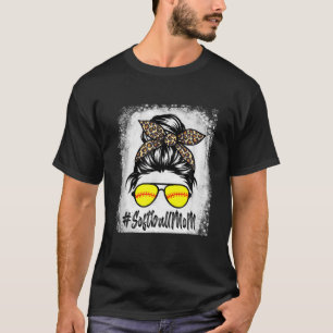 Camiseta Bola De Softball Mãe Vida Com Leopardo E Mensagem