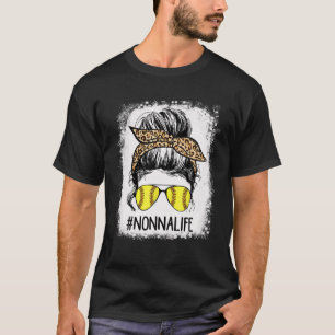 Camiseta Bola de Softball Não Vida Leopardo Messy Bun Gam