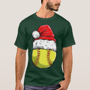 Camiseta Bola de Softball Papais noeis de Natal Boas de Nat