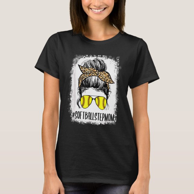 Camiseta Bola de Softball Stepman Life Leopard Messy Bun M (Frente)