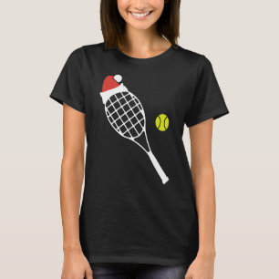 Camiseta Bola de Tênis de Natal do Racket Santa Hat