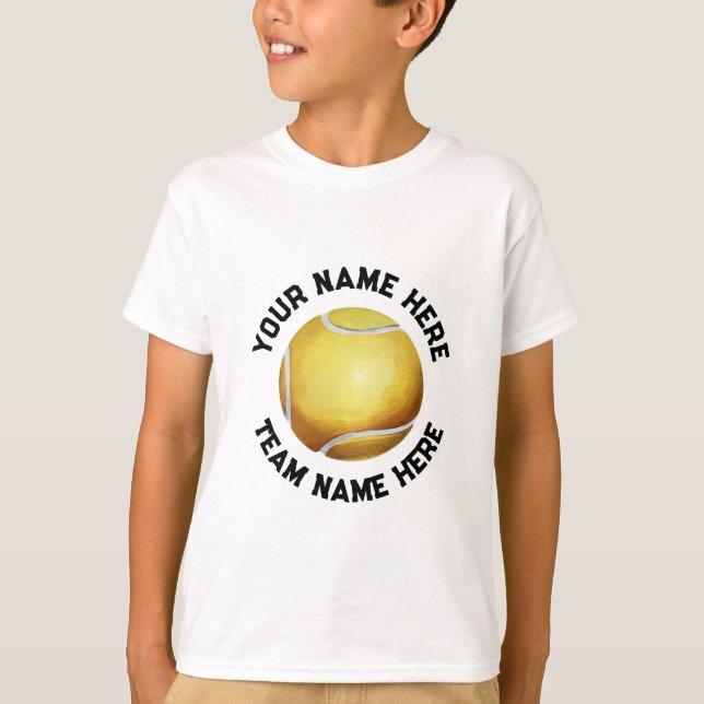 Camiseta Bola de Tênis de Tendência Adicionar Seu Nome Pers (Frente)