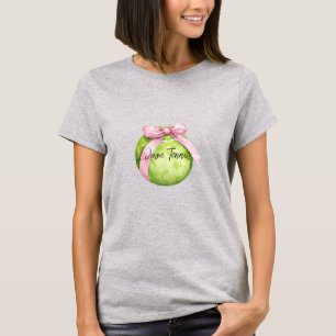 Camiseta Bola de Tênis Verde Laço Rosa