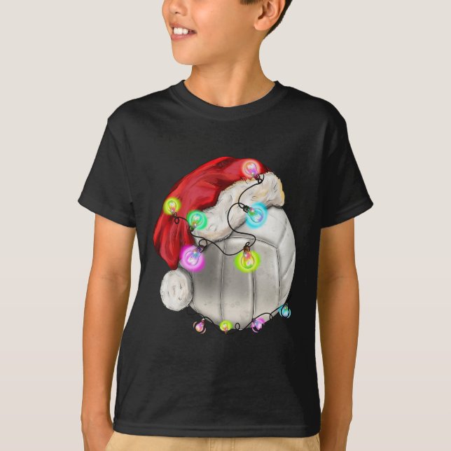 Camiseta Bola de Voleibol com Crianças de Natal do Papai No (Frente)