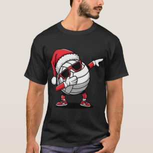 Camiseta Bola de Voleibol Engraçada Santa Hat Dabbing Xmas