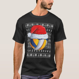 Camiseta Bola de Voleibol Papai Noel Natal Bola Engraçada