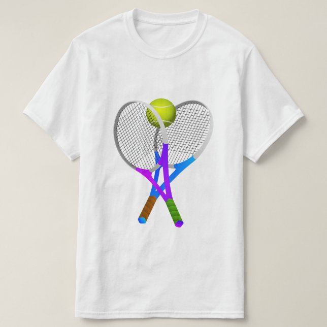 Camiseta Bola e Raquetes de Tênis (Frente do Design)
