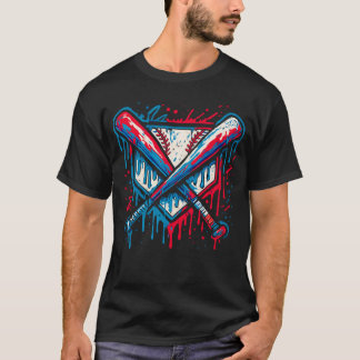 Camiseta Bola e Taco de Beisebol Americano com Grafite de G