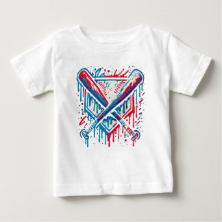 Camiseta Bola e Taco de Beisebol Americano com Grafite Drip