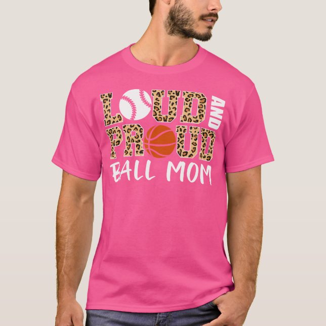 Camiseta Bola Louca E Orgulhosa Mãe Leopard Baseball Basket (Frente)