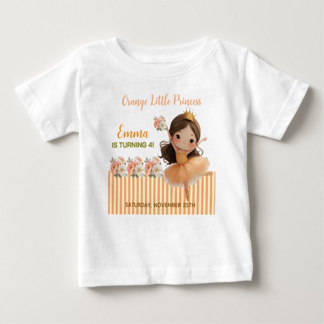Camiseta Bola Pequena Princesa Laranja (Frente)