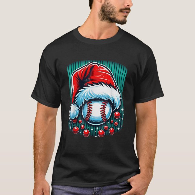 Camiseta Bola Santa Hat de Natal - Baseball Xmas (Frente)