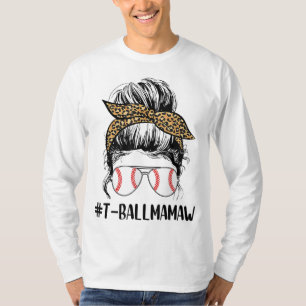 Camiseta Bola T-ball Vida de Mamaw Mente Bun Leopard Imprim