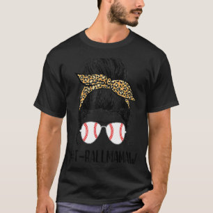 Camiseta Bola T Mamaw Life Messaging Bun Leopard Imprime So