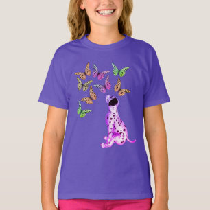 Camiseta Bolachas Dalmáticas E Borboletas Coloridas