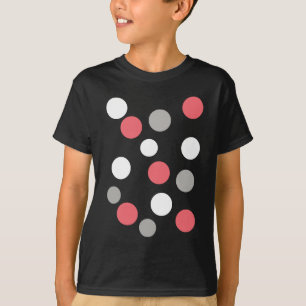 Camiseta Bolas Círculos Padrão Cinza Branco Coral Rosa