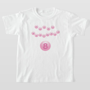 Camiseta Bolas de Aniversário Rosa com Idade 8