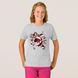 Camiseta bolas de basquete e estrelas de marrom