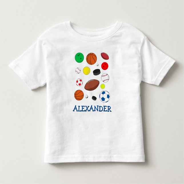 Camiseta Bolas de Esportes Coloridos Personalizadas (Frente)