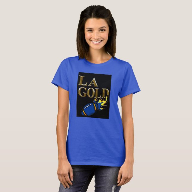 CAMISETA BOLAS DE FUTEBOL AZUIS E AMARELAS    (Frente Completa)