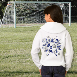 Camiseta bolas de futebol femininas estrelas cinzas azuis p