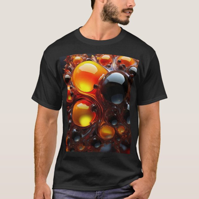 Camiseta Bolas de Mandelbrot Pretas E Douradas (Frente)