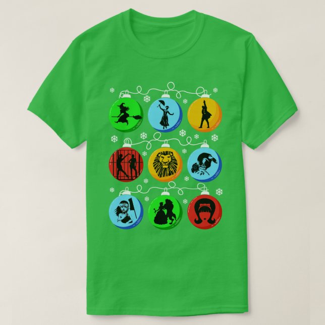 Camiseta Bolas de Natal da Broadway (Frente do Design)