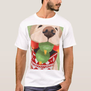 Camiseta Bolas de Natal na Boca do Golden Retriever Engraça