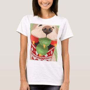 Camiseta Bolas de Natal na Boca do Golden Retriever são Hil