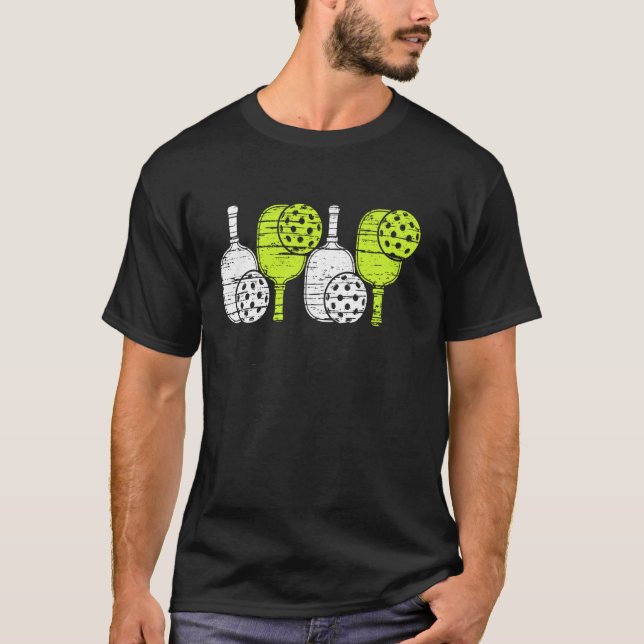 Camiseta Bolas de Paddle de Pickleball Verde Brilhante Dia  (Frente)