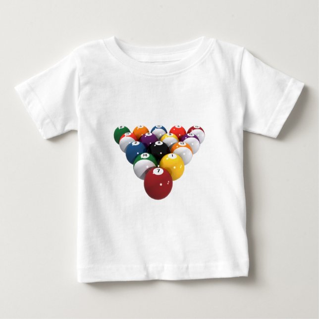 Camiseta Bolas de piscina / Bilhetes: Modelo 3D: (Frente)