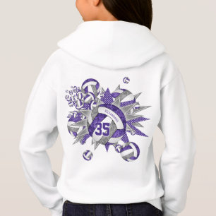 Camiseta bolas de vôlei personalizadas roxo cinza estrelas