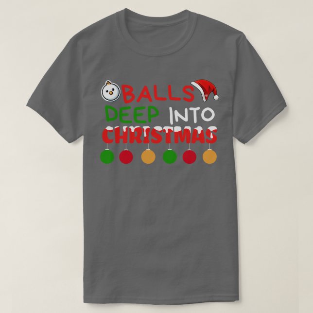 Camiseta Bolas no fundo do Natal, feriado engraçado (Frente do Design)